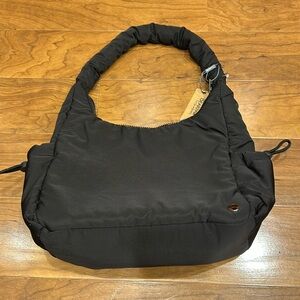 Barepaw black nylon hobo bag